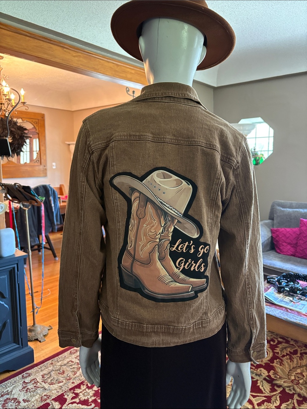 up cycled cowgirl denim jacket